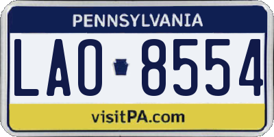 PA license plate LAO8554
