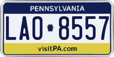 PA license plate LAO8557