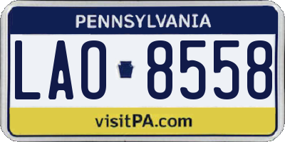 PA license plate LAO8558