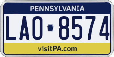 PA license plate LAO8574