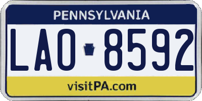 PA license plate LAO8592