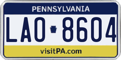 PA license plate LAO8604