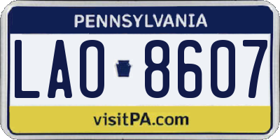 PA license plate LAO8607