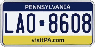 PA license plate LAO8608