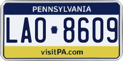 PA license plate LAO8609