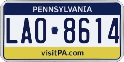 PA license plate LAO8614