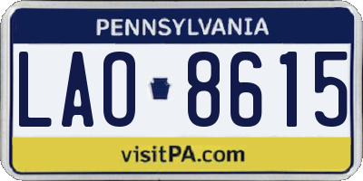 PA license plate LAO8615