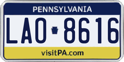 PA license plate LAO8616