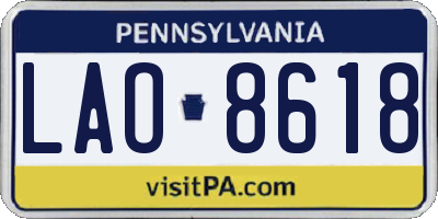 PA license plate LAO8618