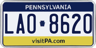 PA license plate LAO8620