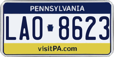 PA license plate LAO8623