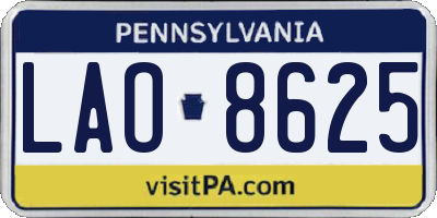 PA license plate LAO8625