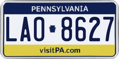 PA license plate LAO8627