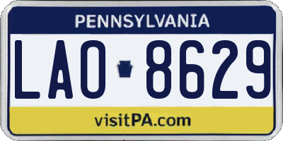 PA license plate LAO8629