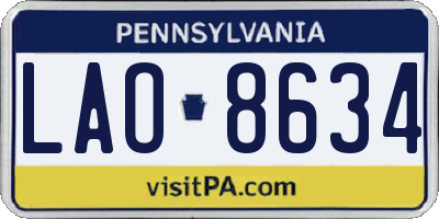 PA license plate LAO8634