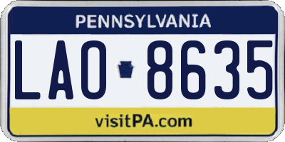PA license plate LAO8635