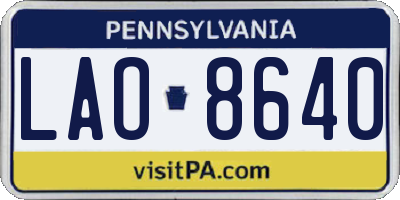 PA license plate LAO8640