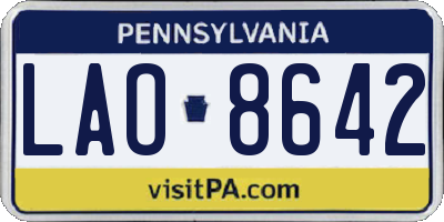 PA license plate LAO8642