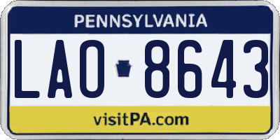PA license plate LAO8643