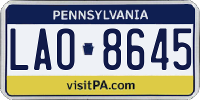 PA license plate LAO8645