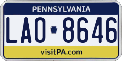 PA license plate LAO8646