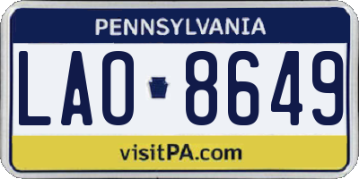 PA license plate LAO8649