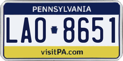 PA license plate LAO8651