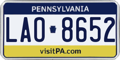 PA license plate LAO8652
