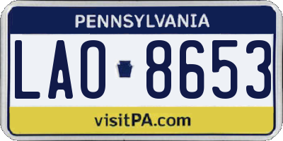 PA license plate LAO8653