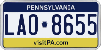 PA license plate LAO8655