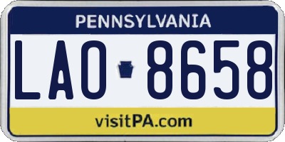 PA license plate LAO8658