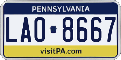 PA license plate LAO8667