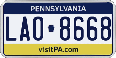 PA license plate LAO8668
