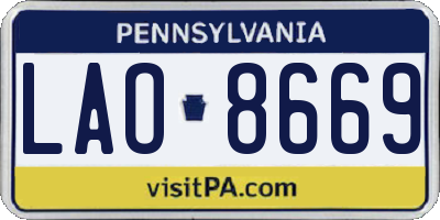 PA license plate LAO8669