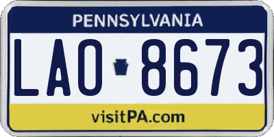 PA license plate LAO8673