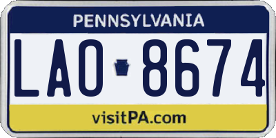 PA license plate LAO8674