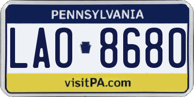 PA license plate LAO8680