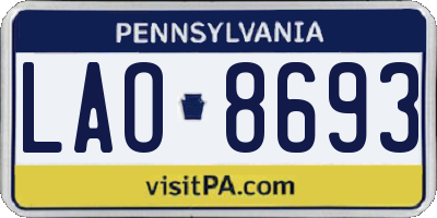 PA license plate LAO8693