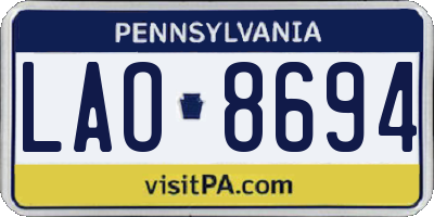 PA license plate LAO8694