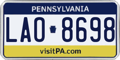 PA license plate LAO8698