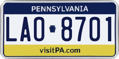 PA license plate LAO8701