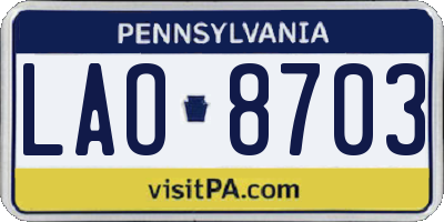 PA license plate LAO8703