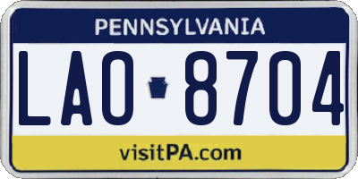 PA license plate LAO8704