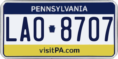 PA license plate LAO8707