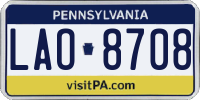 PA license plate LAO8708