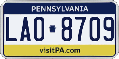 PA license plate LAO8709