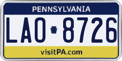 PA license plate LAO8726