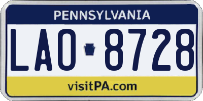 PA license plate LAO8728