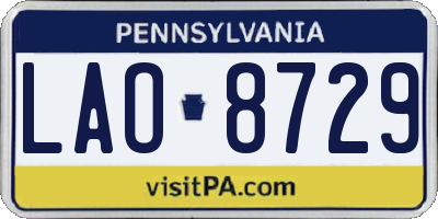 PA license plate LAO8729