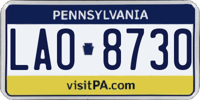 PA license plate LAO8730